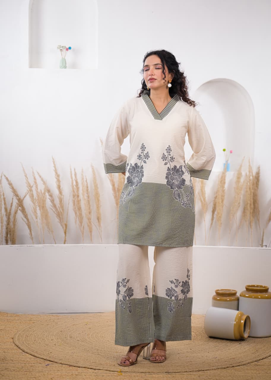 White Casual Summer Co-Ord Set for Women