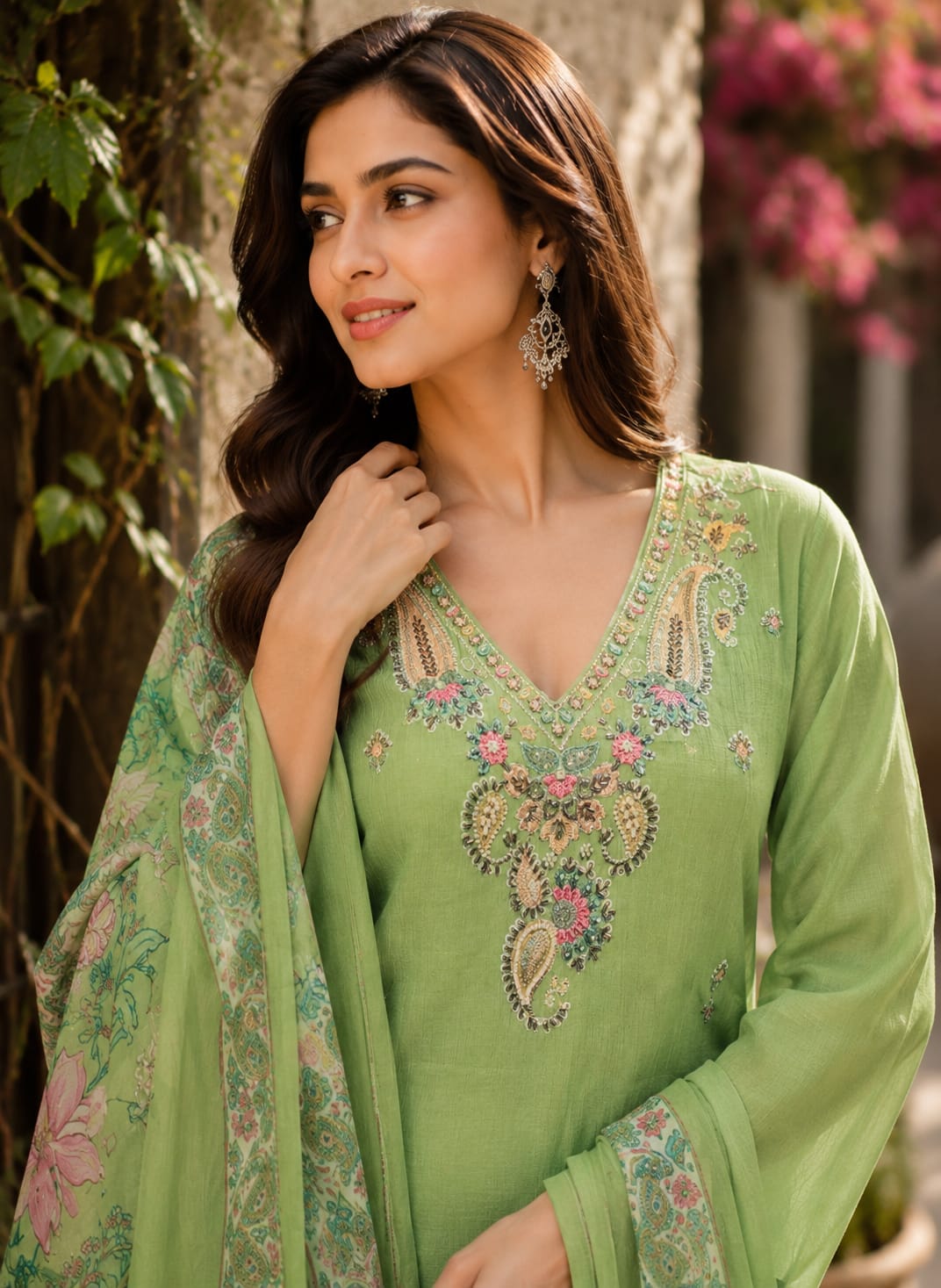 Green Floral 3-Piece Suit Set