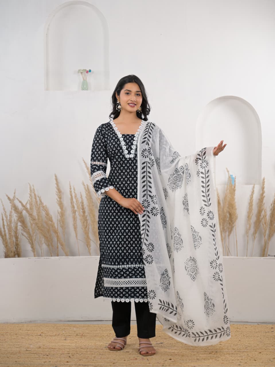 Black and White Designer Co-Ord Set for Women