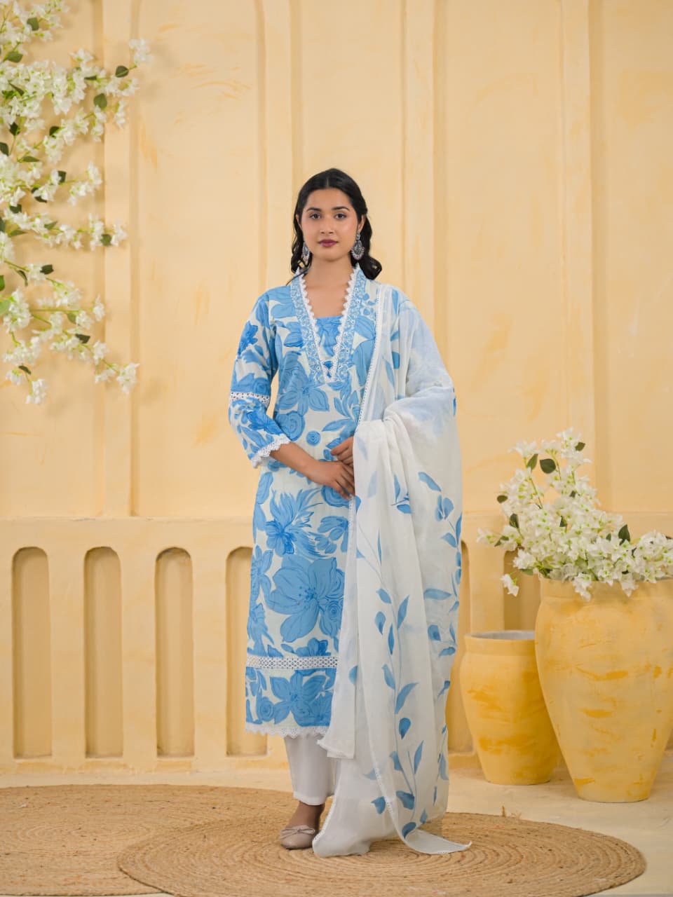 Light Blue Cotton Co-Ord Set for Women
